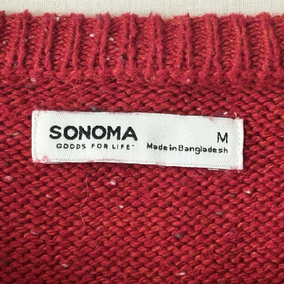 Men's Fair Isle Nordic Sweater Red Black White Snowflake Knit Pullover Size M - Picture 4 of 5